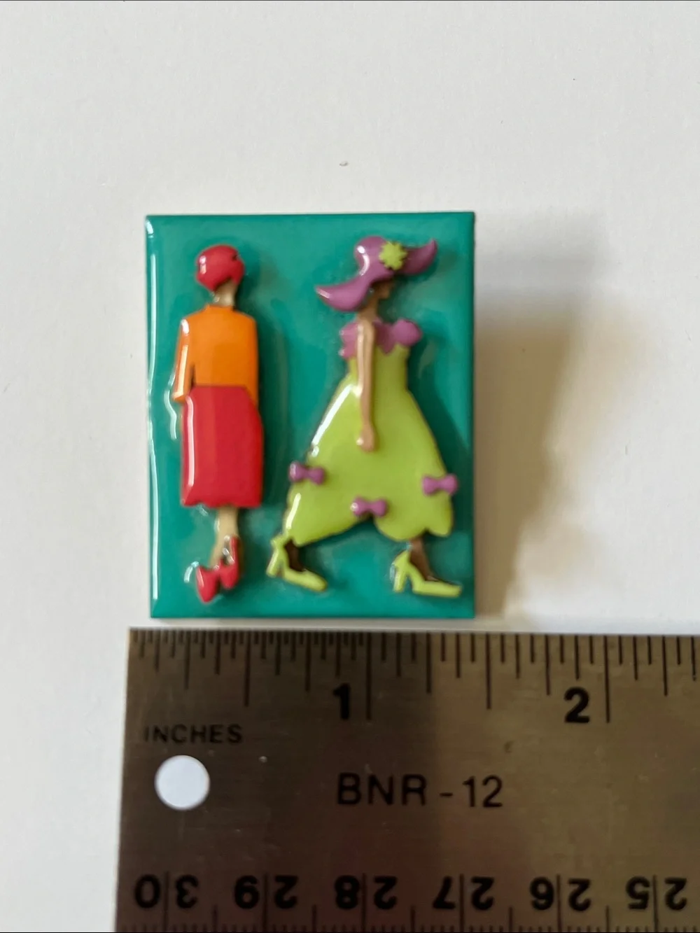 Vintage Lucinda 3D Women Brooch Pin Colorful Ladies Figural Hand Painted